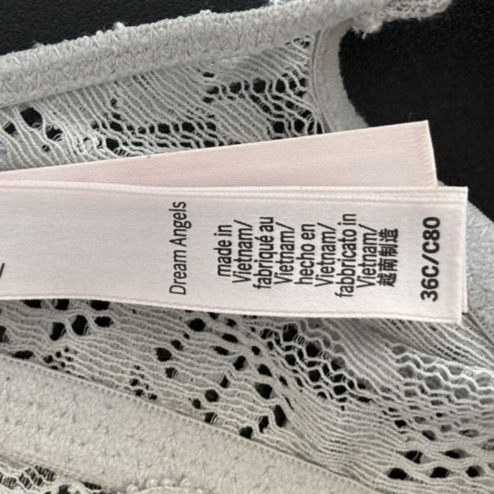 Victorias Secret Dream Angels Demi Bra 36C Gray Lace Rhinestone Shine Strap NWOT - Picture 8 of 8